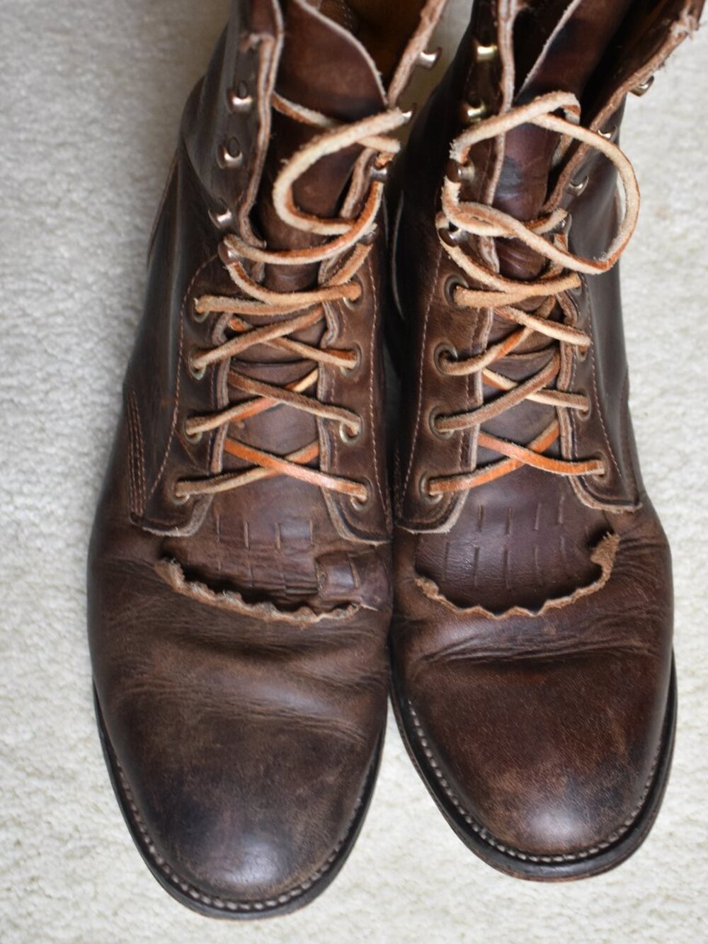 Vintage Womens Brown Justin Lace Up Western Boots Sz 6.5 - Picture 2 of 15